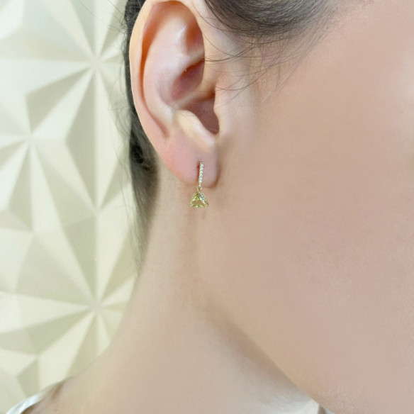 Pendientes Cuarzo Limón Y Diamantes Trillon - Pendientes Otras Piedras de Colores