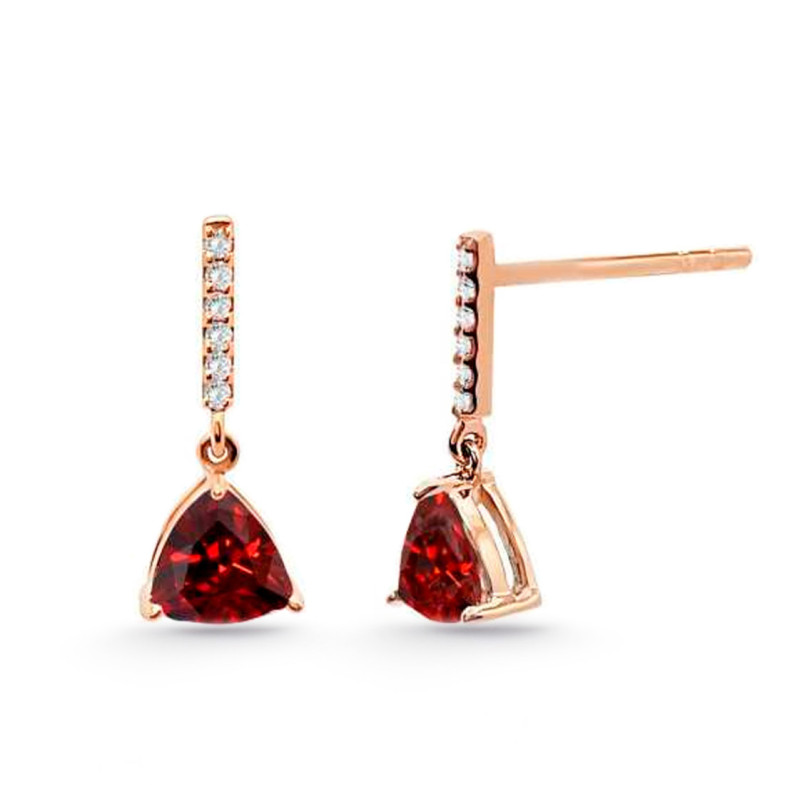 Pendientes Granate Y Diamantes Trillon - Boucles d'oreilles autres pierres colorées