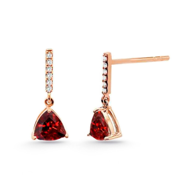 Garnet and Diamond Earrings TRILLON - Colored Gemstone Earrings