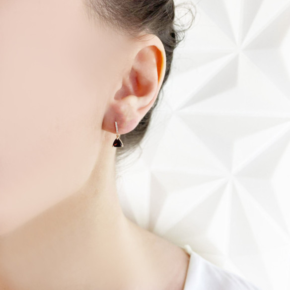 Pendientes Granate Y Diamantes Trillon - Pendientes Otras Piedras de Colores