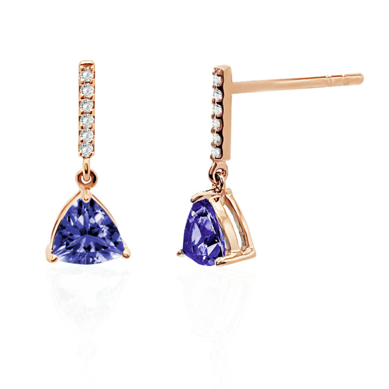Pendientes Iolita Y Diamantes Trillon - Pendientes Otras Piedras de Colores