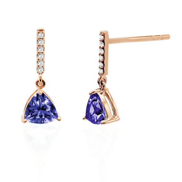 Pendientes Iolita Y Diamantes Trillon - Pendientes Otras Piedras de Colores