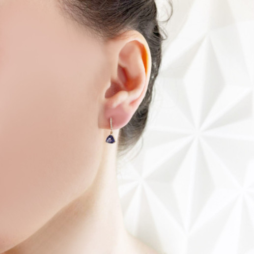 Pendientes Iolita Y Diamantes Trillon - Pendientes Otras Piedras de Colores 2