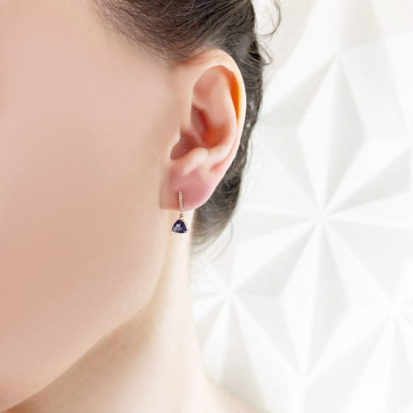 Pendientes Iolita Y Diamantes Trillon - Pendientes Otras Piedras de Colores