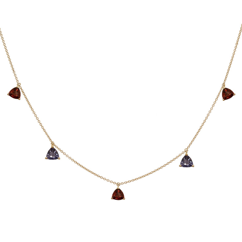 Collar Colgantes Piedras Grante Y Iolita Trillon - COLARES