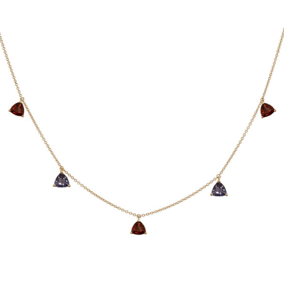Collar Colgantes Piedras Grante Y Iolita Trillon - COLLARES