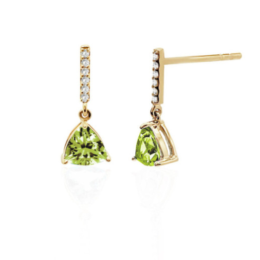 Pendientes Peridoto Y Diamantes Trillon - Boucles d'oreilles en pierre verte