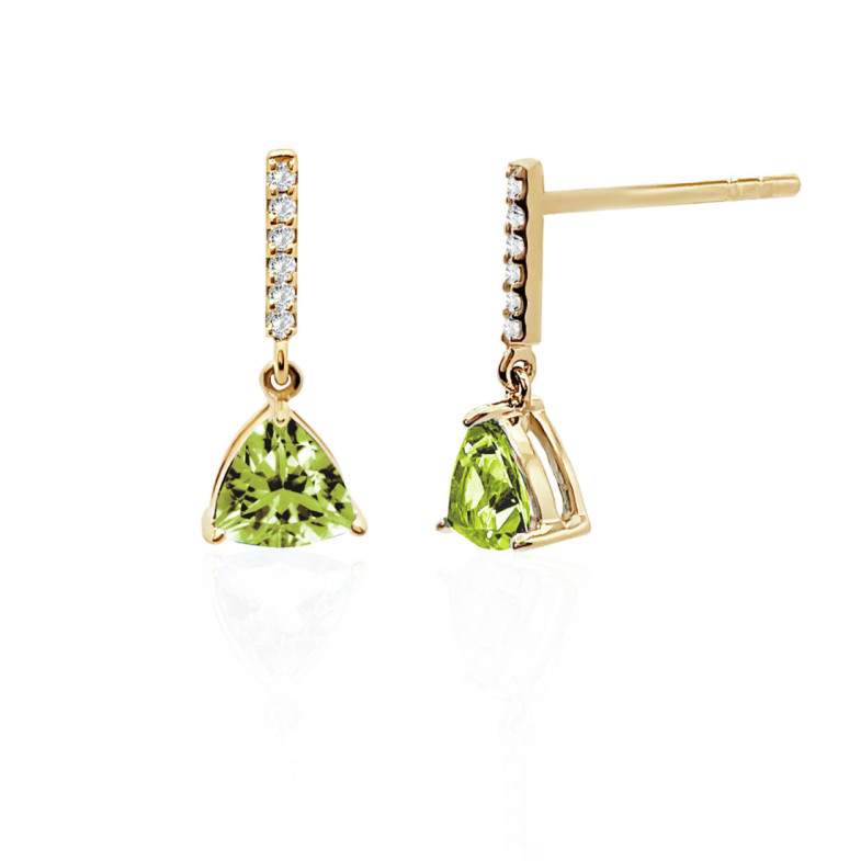 Pendientes Peridoto Y Diamantes Trillon - Pendientes de Piedras Verde