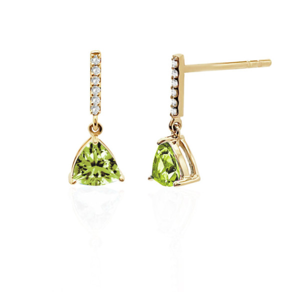Orecchini peridoti e diamanti Trillon - Orecchini in pietra verde