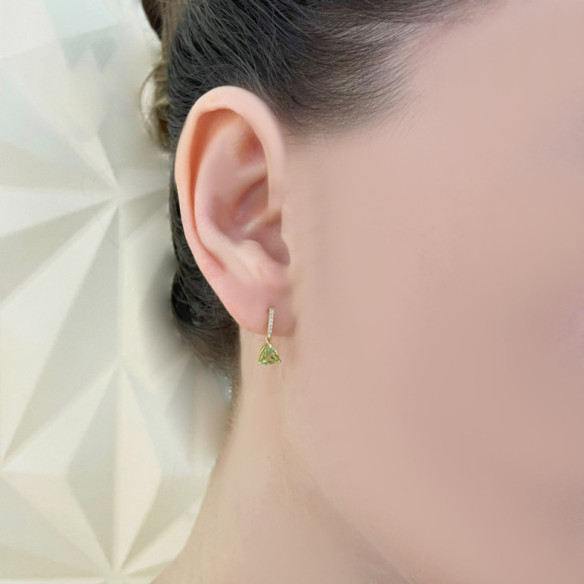 Orecchini peridoti e diamanti Trillon - Orecchini in pietra verde