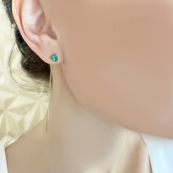 Pendientes Cuarzo Verde Trillon - Brincos Outras pedras coloridas