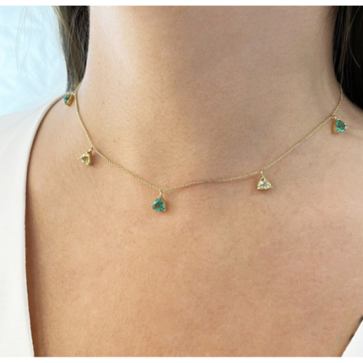Collar Colgantes Piedras Cuarzo Verde Y Cuarzo Limón Trillon - Grüne Steinketten