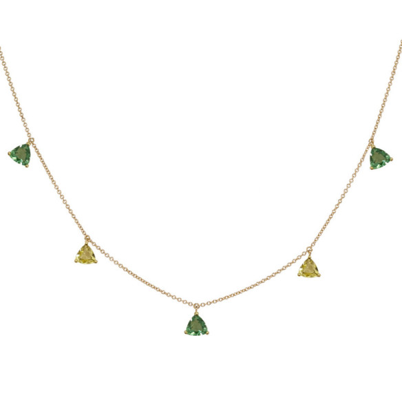 Collar Colgantes Piedras Cuarzo Verde Y Cuarzo Limón Trillon - Collares de Piedras Verdes