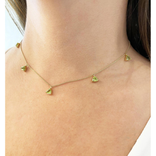 Collana pendente perla verde trillon pietre - Collane in pietra verde 2