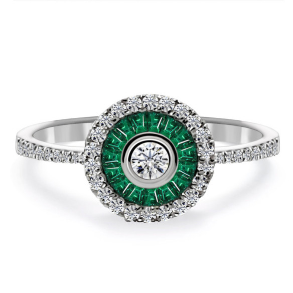 PARTRIDGE EYE Ring Green Garnet - vintage designs