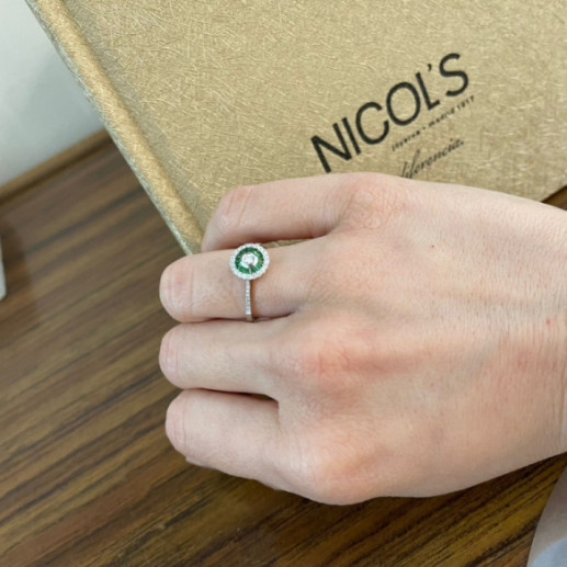 Anillo Ojo De Perdiz Granate Verde - vintage-Designs 2