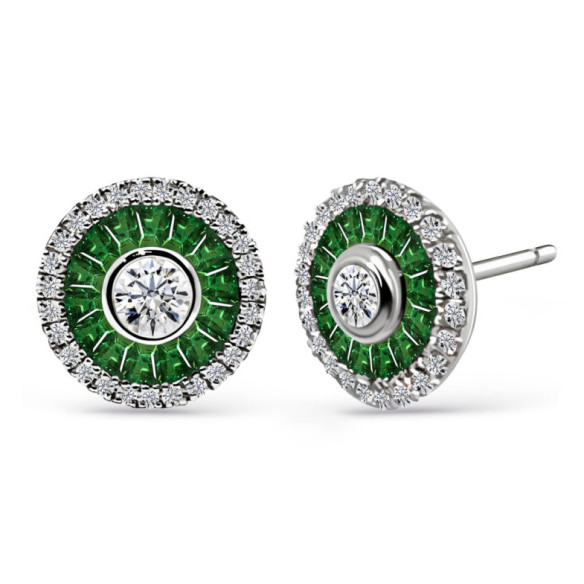 Pendientes Ojo De Perdiz Granate Verde - Boucles d'oreilles en pierre verte