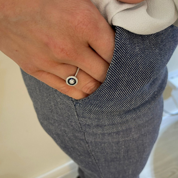 Anello per occhi zaffiro - disegni vintage