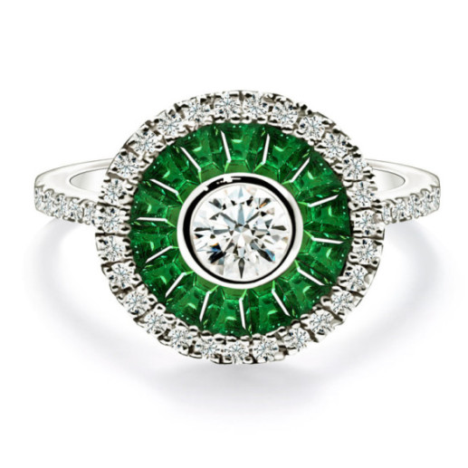 Anillo Ojo De Perdiz 0.75 Granate Verde - designs vintage