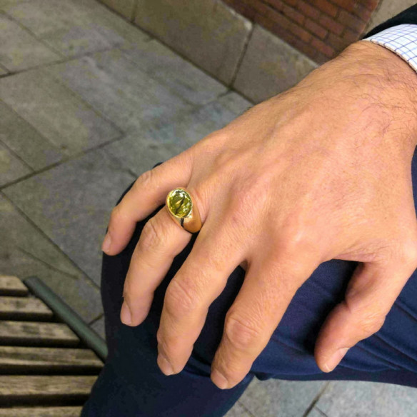 Timbro in oro ovale opaco - Man anelli francobolli