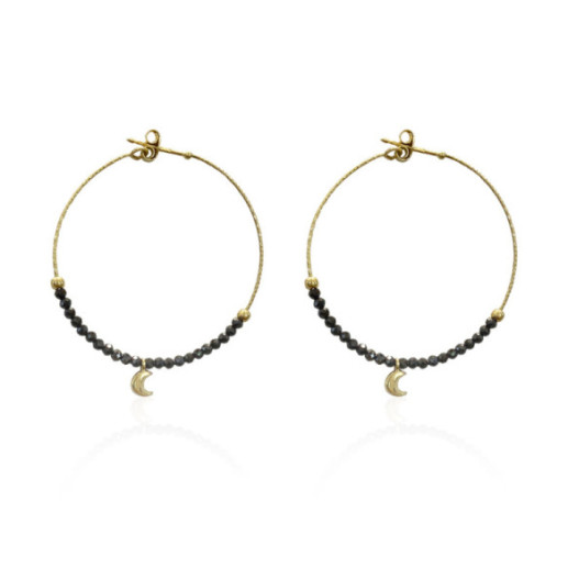 Gold Ohrringe Der dunkle Mond - Farbige Edelstein Ohrringe