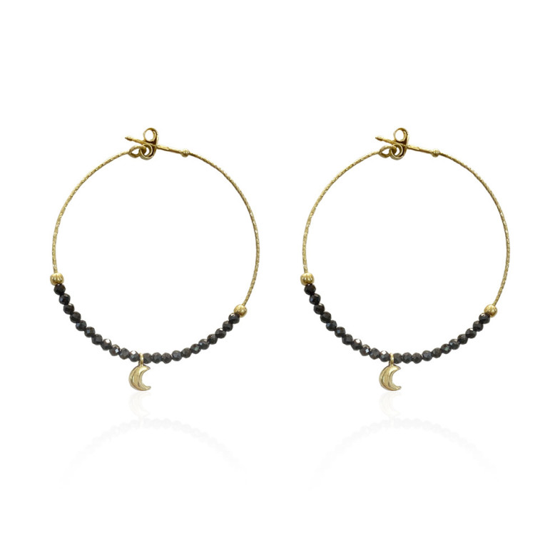 Gold earrings DARK MOON - Colored Gemstone Earrings