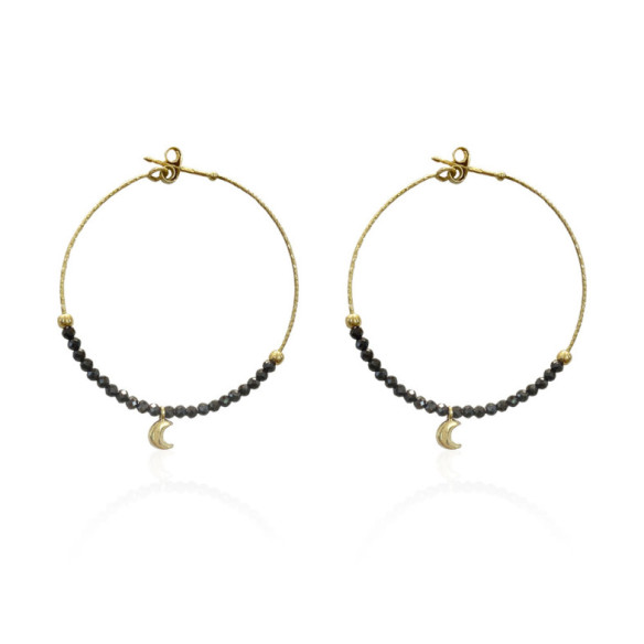 Gold earrings DARK MOON - Colored Gemstone Earrings