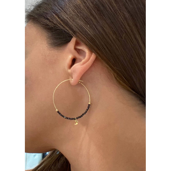 Gold earrings DARK MOON - Colored Gemstone Earrings