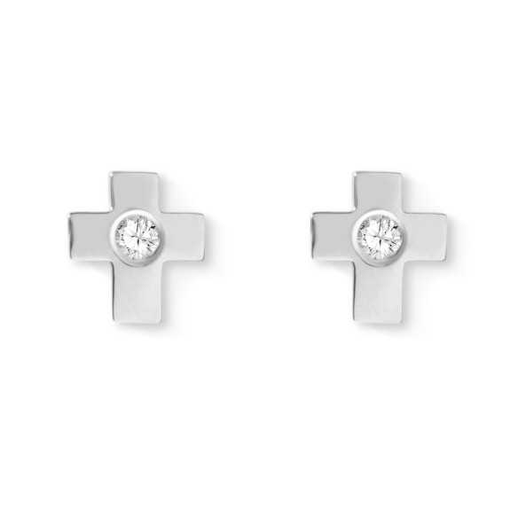 Pendientes Diamantes Dormilonas Cruz - Pendientes de bebe