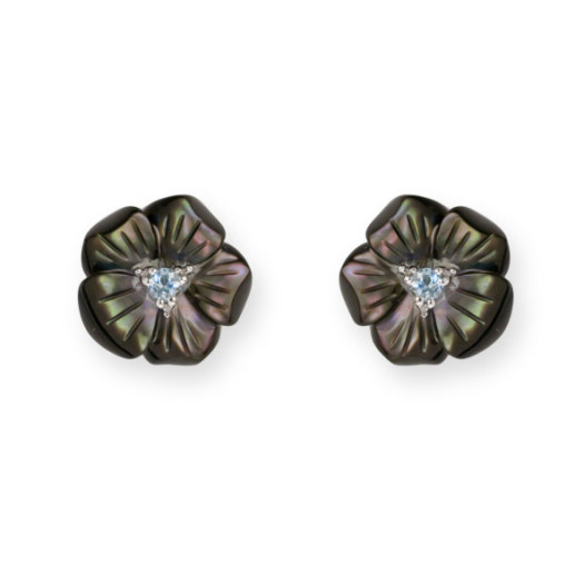 Gold earrings FLOWER - Colored Gemstone Earrings