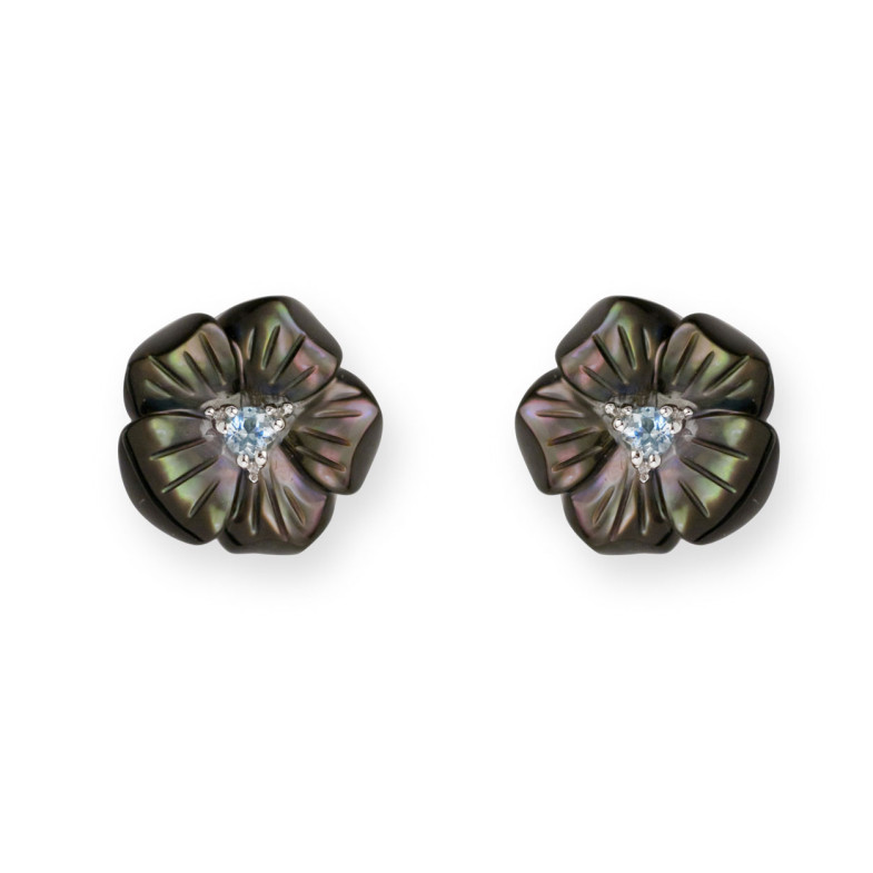 Gold earrings FLOWER - Colored Gemstone Earrings