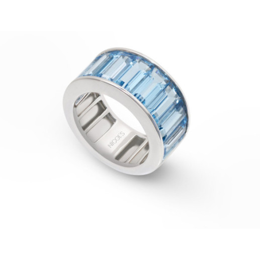 Anillo Topacio Azul Flúor - media alianza