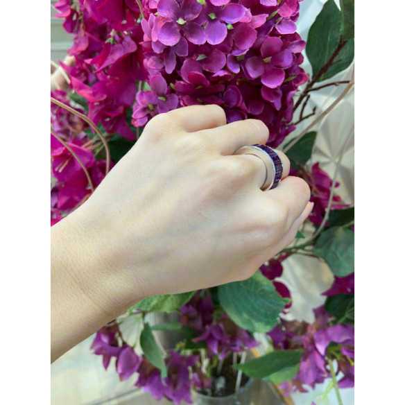 Amethyst ring FLÚOR - Diamond Wedding Band