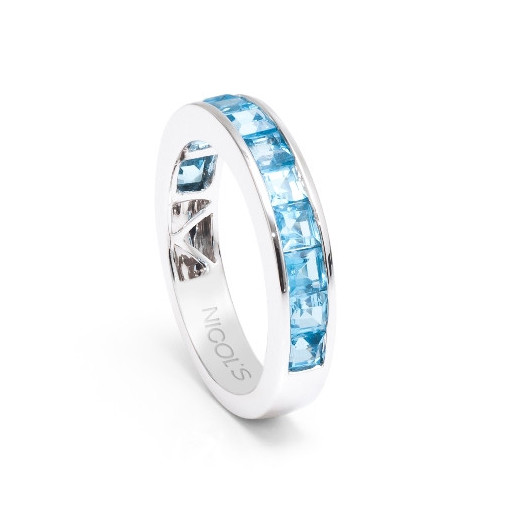 Anillo Topacio Azul Flúor Midi - media alianza
