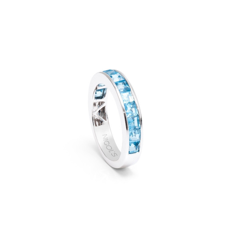Anillo Topacio Azul Flúor Midi - media alianza