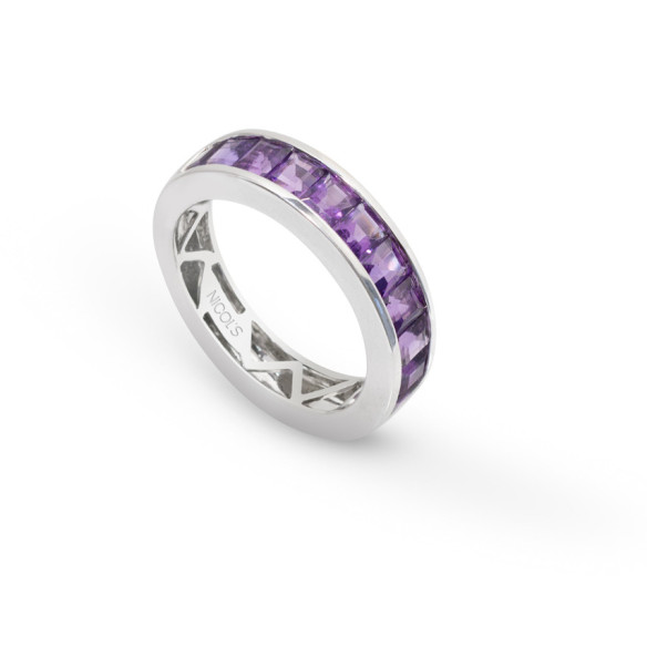 Amatistas FLÚOR MIDI ring - Diamond Wedding Band