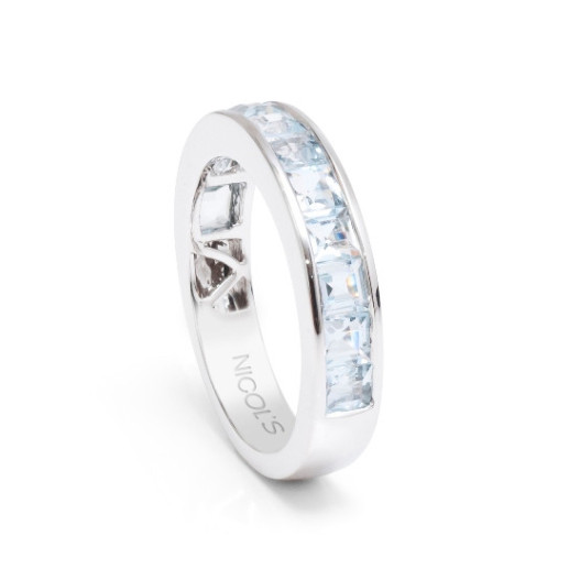 Anillo Aguamarina Azul Flúor Midi - media alianza