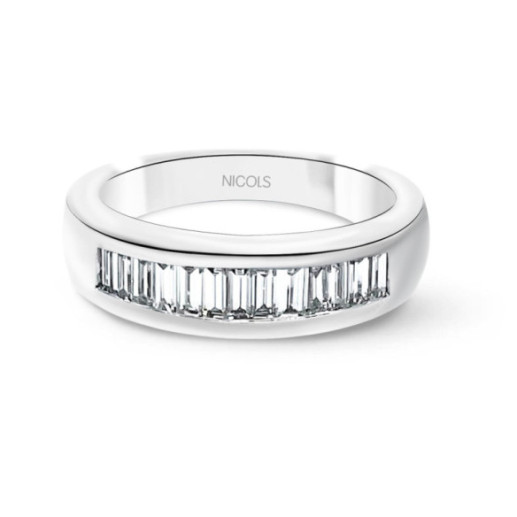 Anillo Alianza Abelia 0.70 Oro Blanco - Talla Baguette