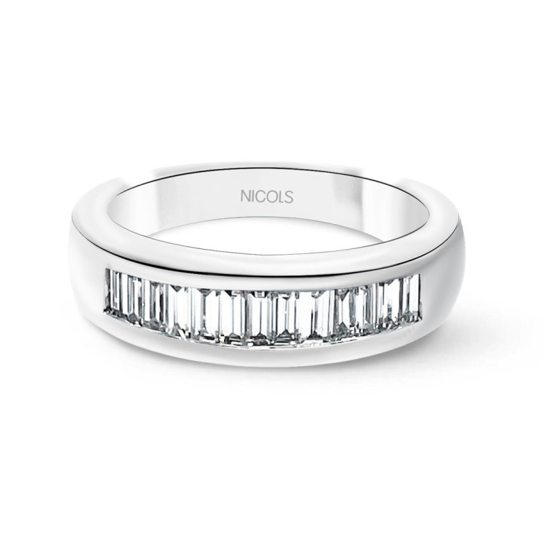 Anillo Alianza Abelia 0.70 Oro Blanco - Talla Baguette