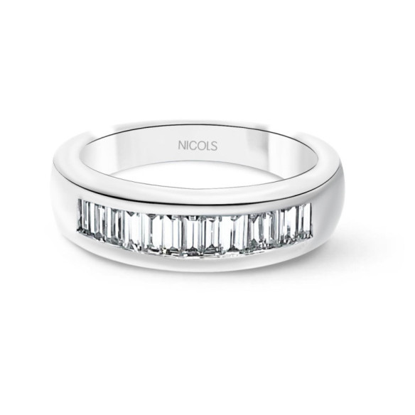 Anillo Alianza Abelia 0.70 Oro Blanco - Talla Baguette
