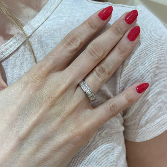 Anillo Alianza Abelia 0.70 Oro Blanco - Sculpture baguette