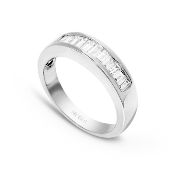 Anillo Alianza Abelia 0.70 Oro Blanco - Sculpture baguette