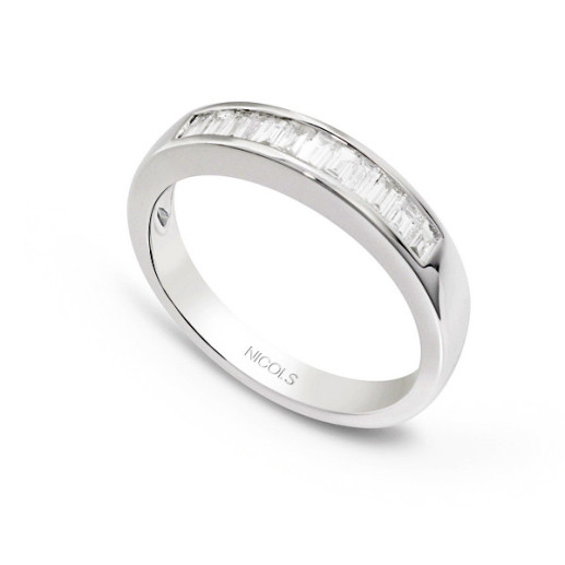Anillo Alianza Abelia 0.60 Oro Blanco - Sculpture baguette