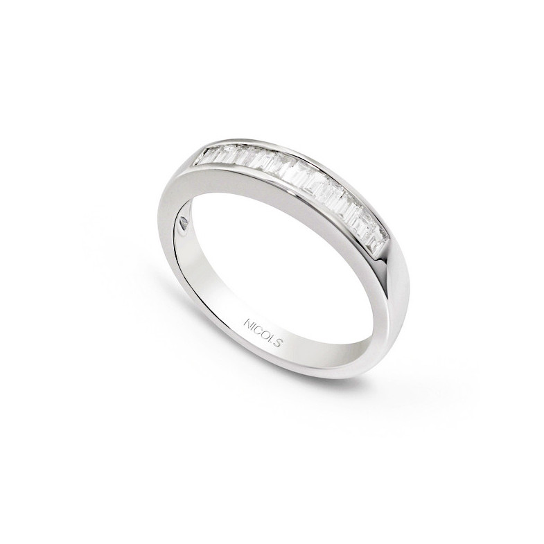 Anillo Alianza Abelia 0.60 Oro Blanco - Talla Baguette