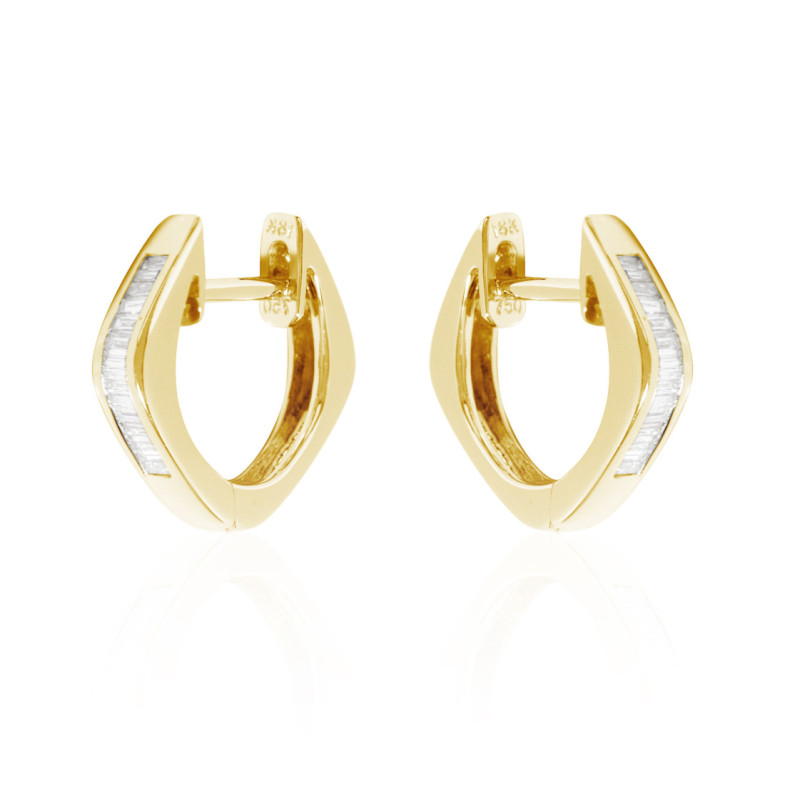 Pendientes Diamantes Aro Criolla Baguette - pendientes de aro