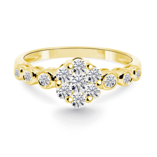 Anillo Diamantes Camelia 0.58 Oro Amarillo - Rosette de bagues de fiançailles