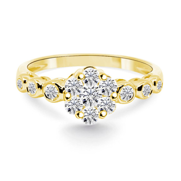 Anillo Diamantes Camelia 0.58 Oro Amarillo - Anillos de Compromiso Rosetón