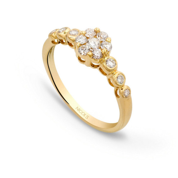 Diamantring Camelia 0.58 Gelbgold - Verlobungsringe Rosette