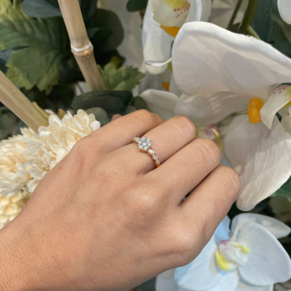 Anillo Diamantes Camelia 0.58 Oro Rosa - Rosette de bagues de fiançailles