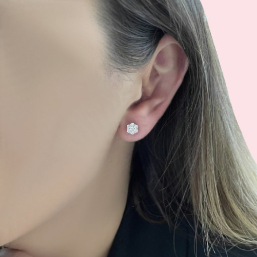 Diamant Ohrringe Camelia 0.80 Weiß Gold - verschlafenes 2